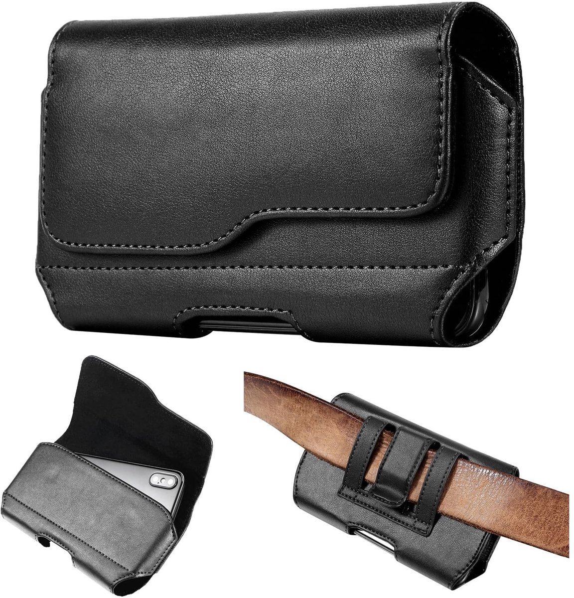 Dailygoods - Cosensi - Dailygoods - Mobiele Telefoonhouder van Echt Leer voor Smartphones
