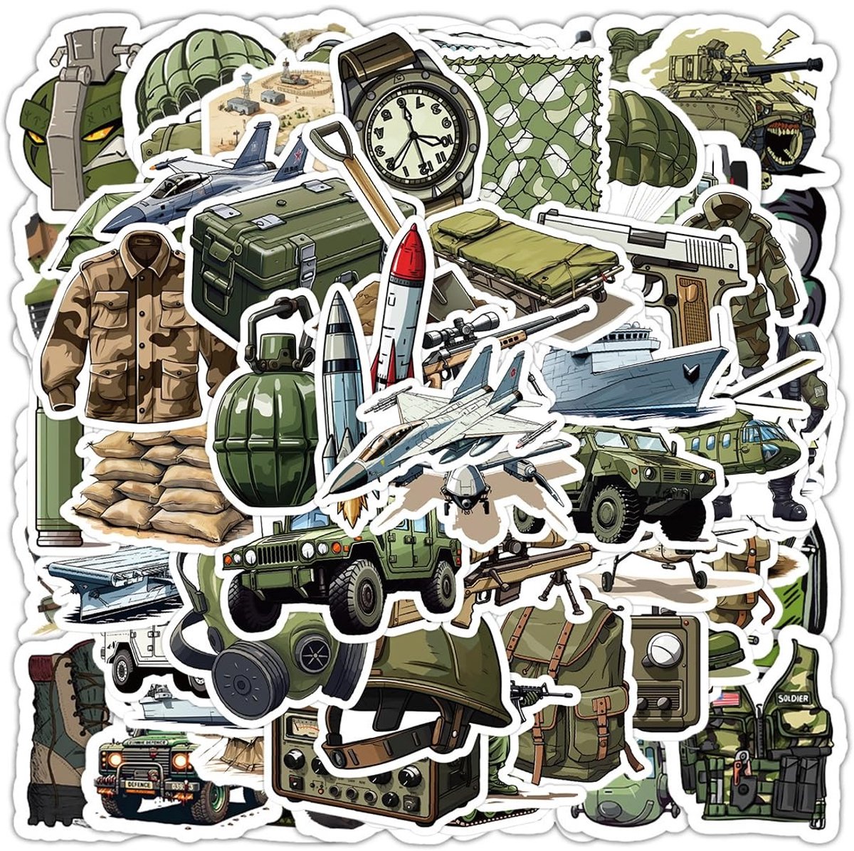 Dailygoods - Camouflagestickers Set van 104 Stuks voor Gitaar en Bagage