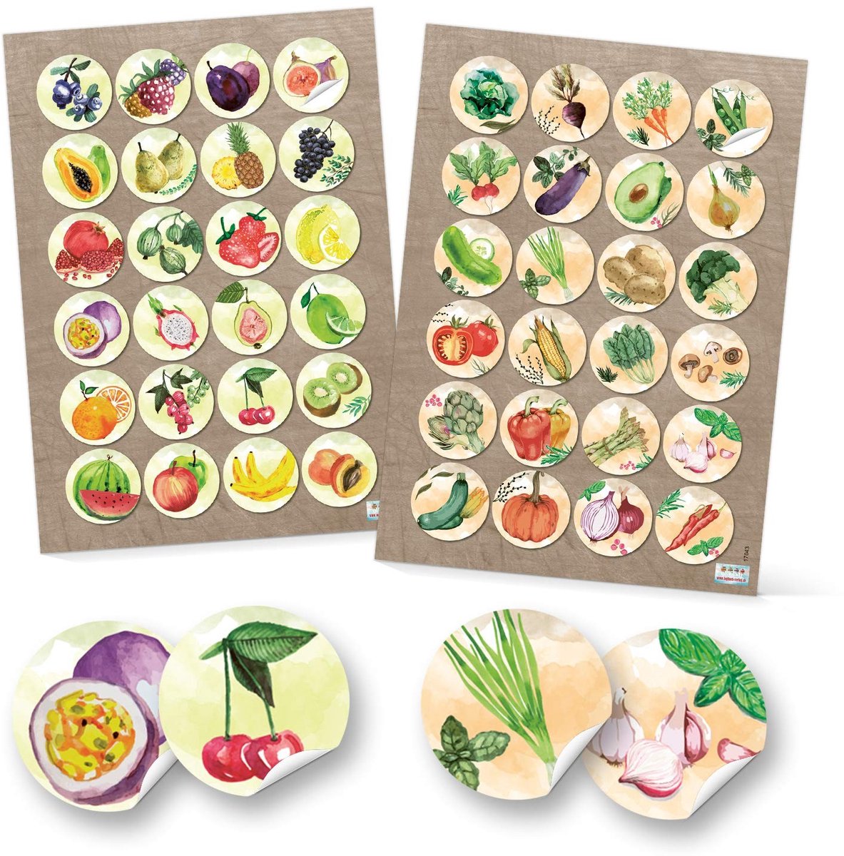 Dailygoods - Set van 48 Kleurrijke Fruitstickers voor Keuken en Decoratie