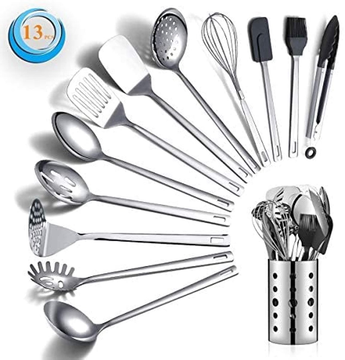 Dailygoods - 13-delige Roestvrijstalen Kookgerei Set met Houder