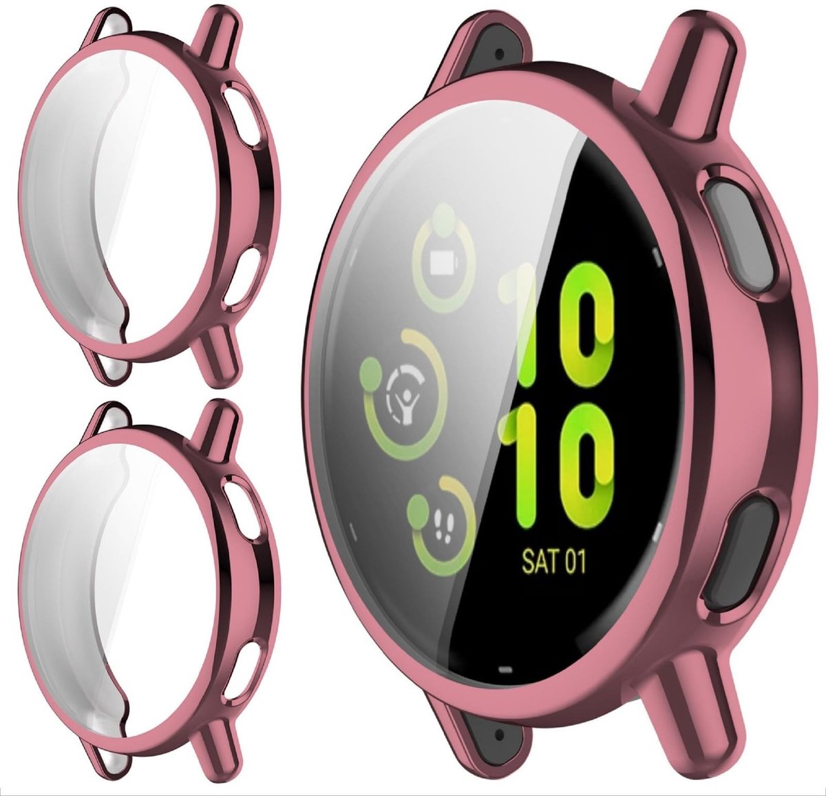 Cosensi - Dailygoods - Zachte TPU Hoes voor Garmin Vivoactive 5 - 2 Stuks Roze