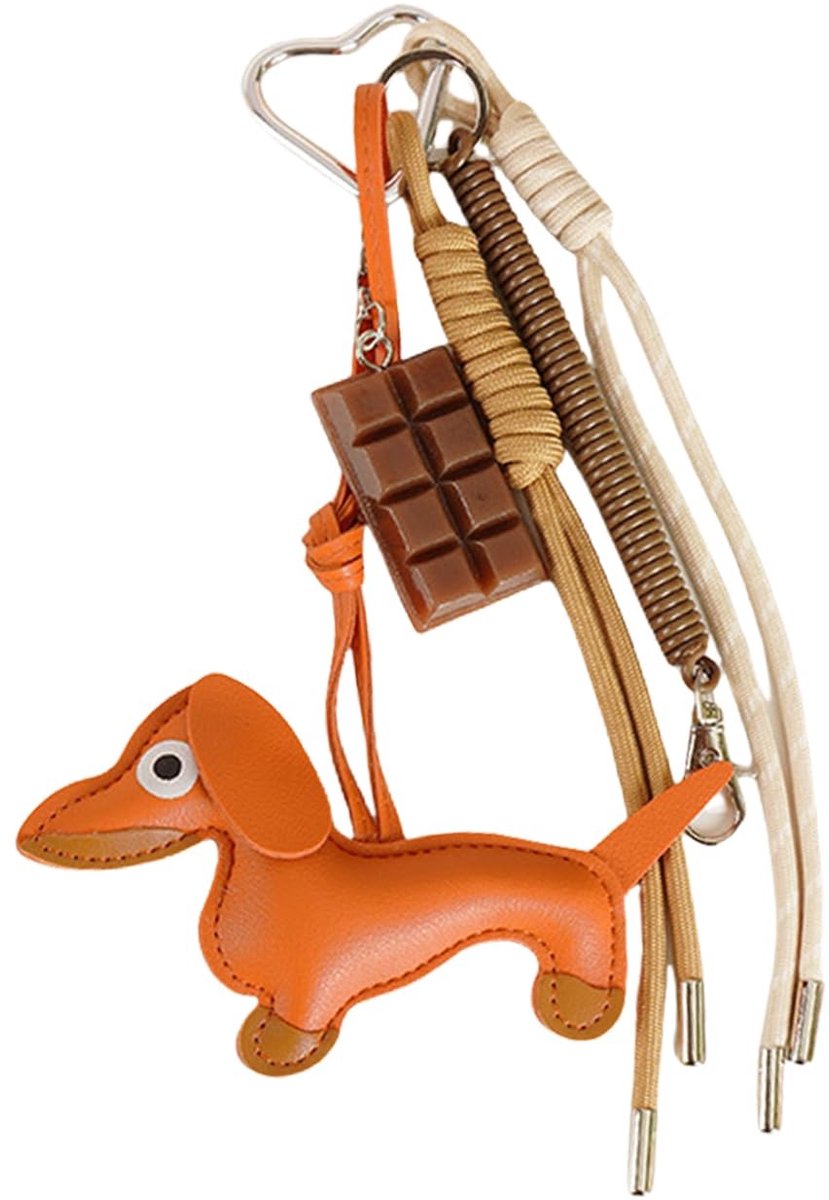 Cosensi - Dailygoods - Dackel Sleutelhanger in Kunstleer met Aesthetische Chocoladehanger