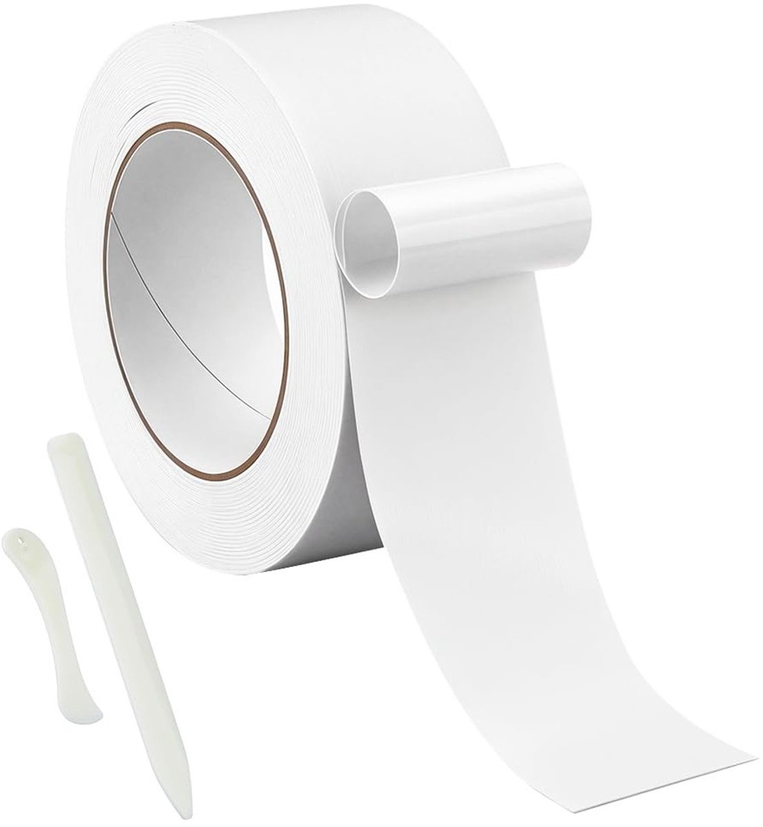 Dubbelzijdig plakband van 20 m, witte stoffen tape met blikopener voor kleding, gordijnen en doe-het-zelf reparaties