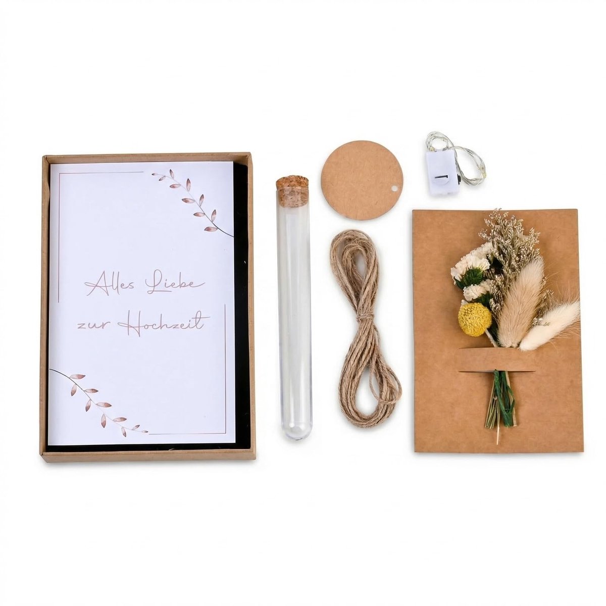 Cosensi - Dailygoods - Huwelijkscadeau met Droogbloemen en LED-Lichtketting