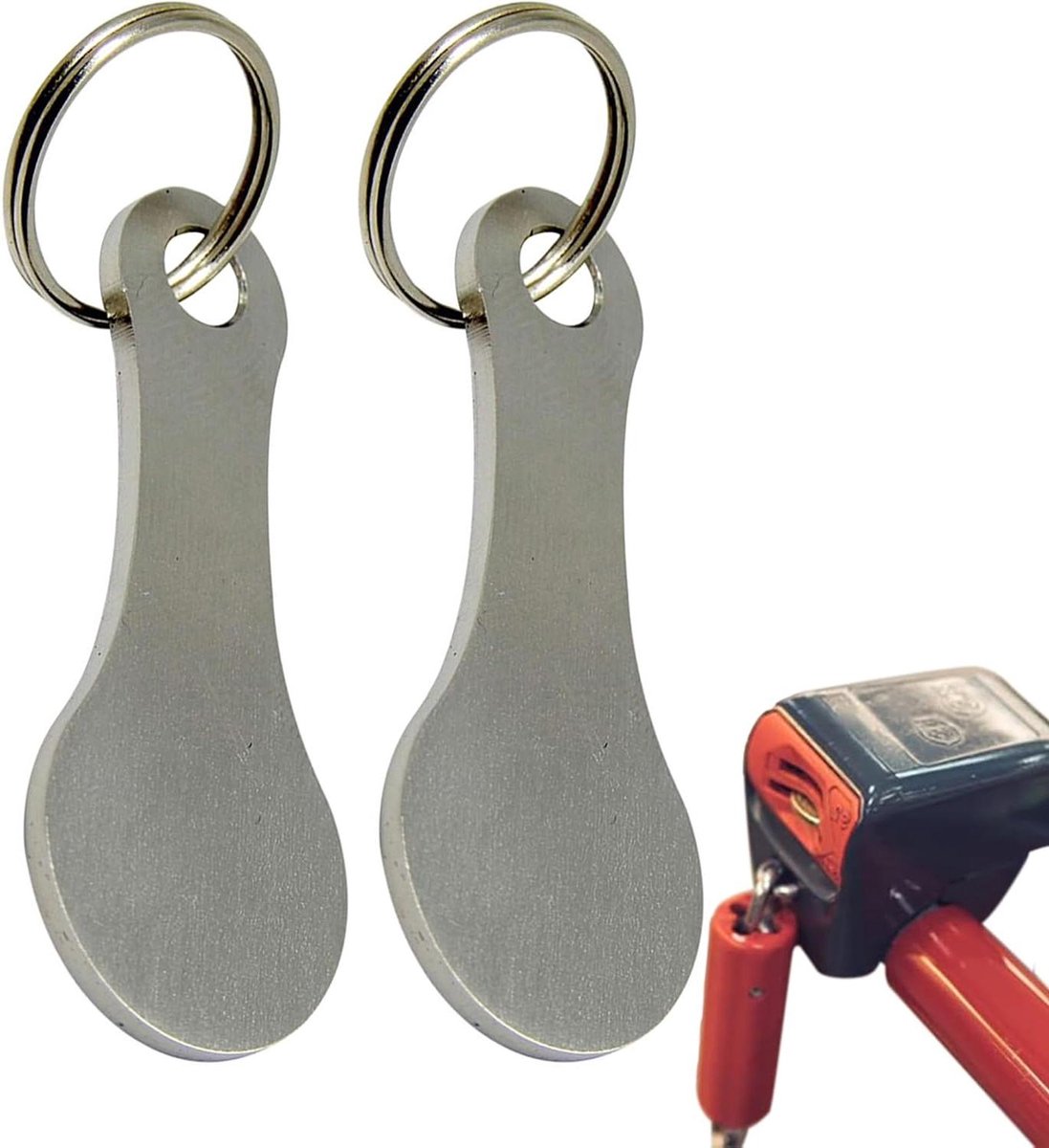 Winkelwagenmunt - Winkelwagen token - Boodschappen doen - Duurzaam aluminium - 2 stuks - Zilver