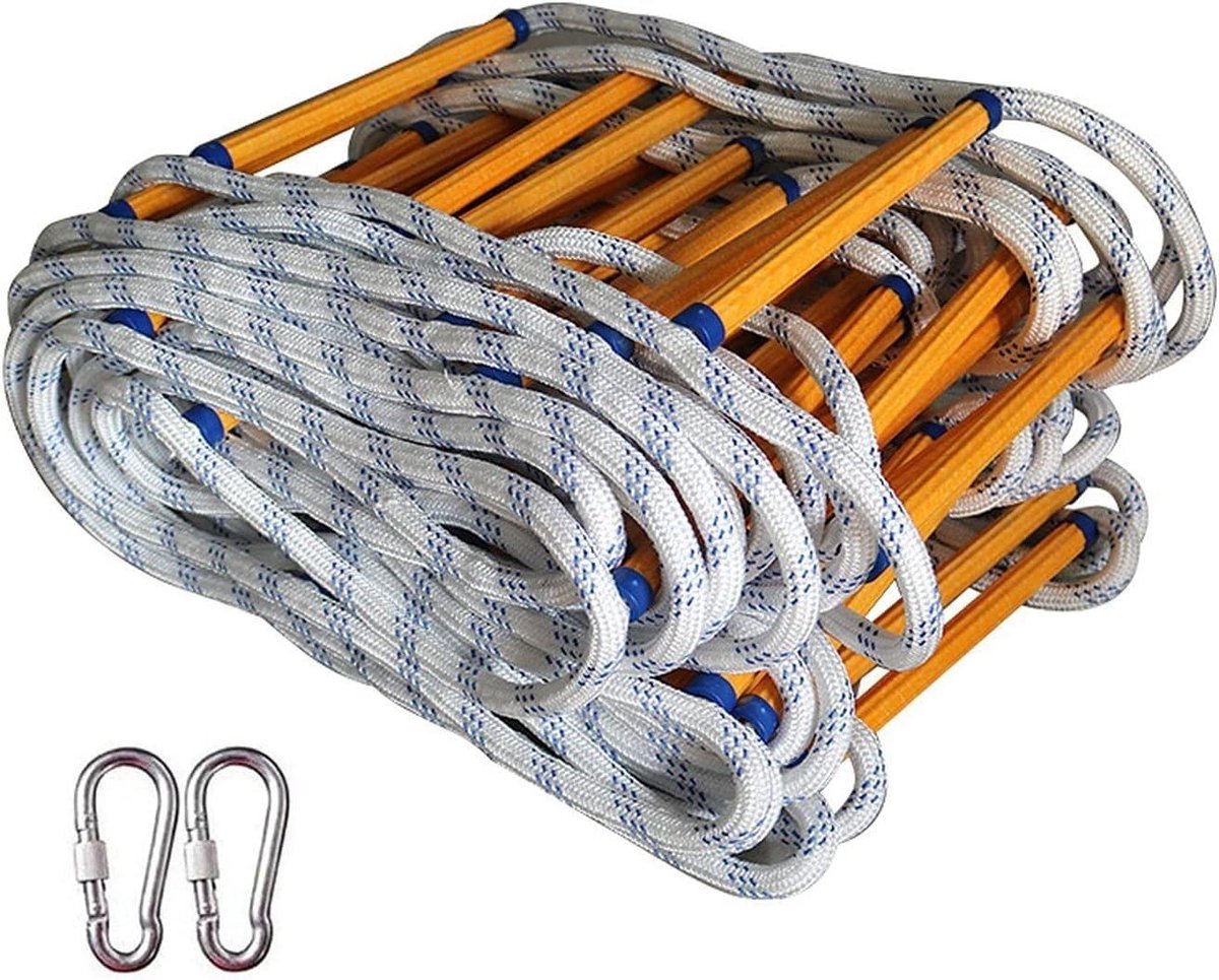 Zachte Ladder - Vluchtladder - Veilige Evacuatie - Hoge Draagkracht - 15 Meter - Geel