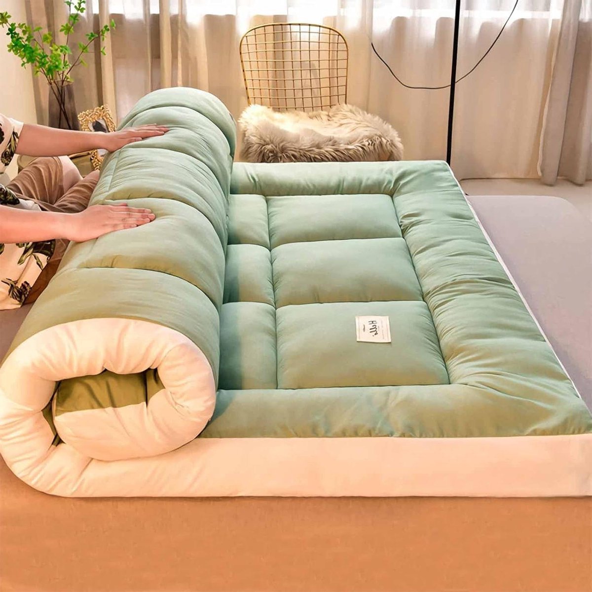 Japanse Futon Matras - Vloerbedding Mat - Comfortabel Slapen - Extra Dikke Vulling - 90x200cm - BB