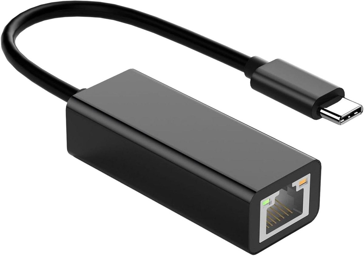 Type C Adapter - Netwerk Converter - Stabiel Internet - Plug and Play - 100 Mbps - Zwart
