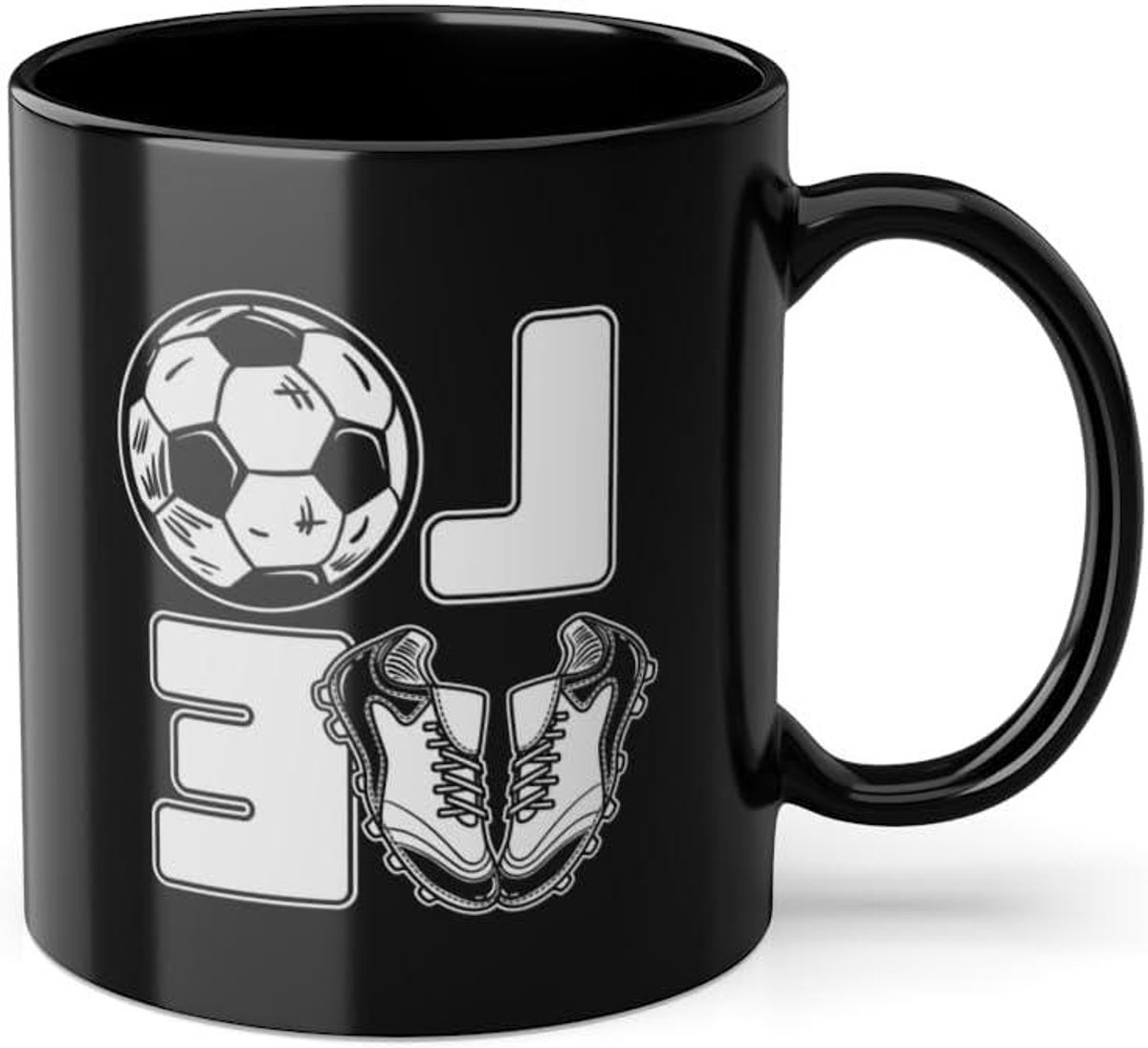 Love Voetbalspeler Torjäger Koffiemok | Voetbalprofessionele voetbalgod voetbalbeker zwart (03497W)