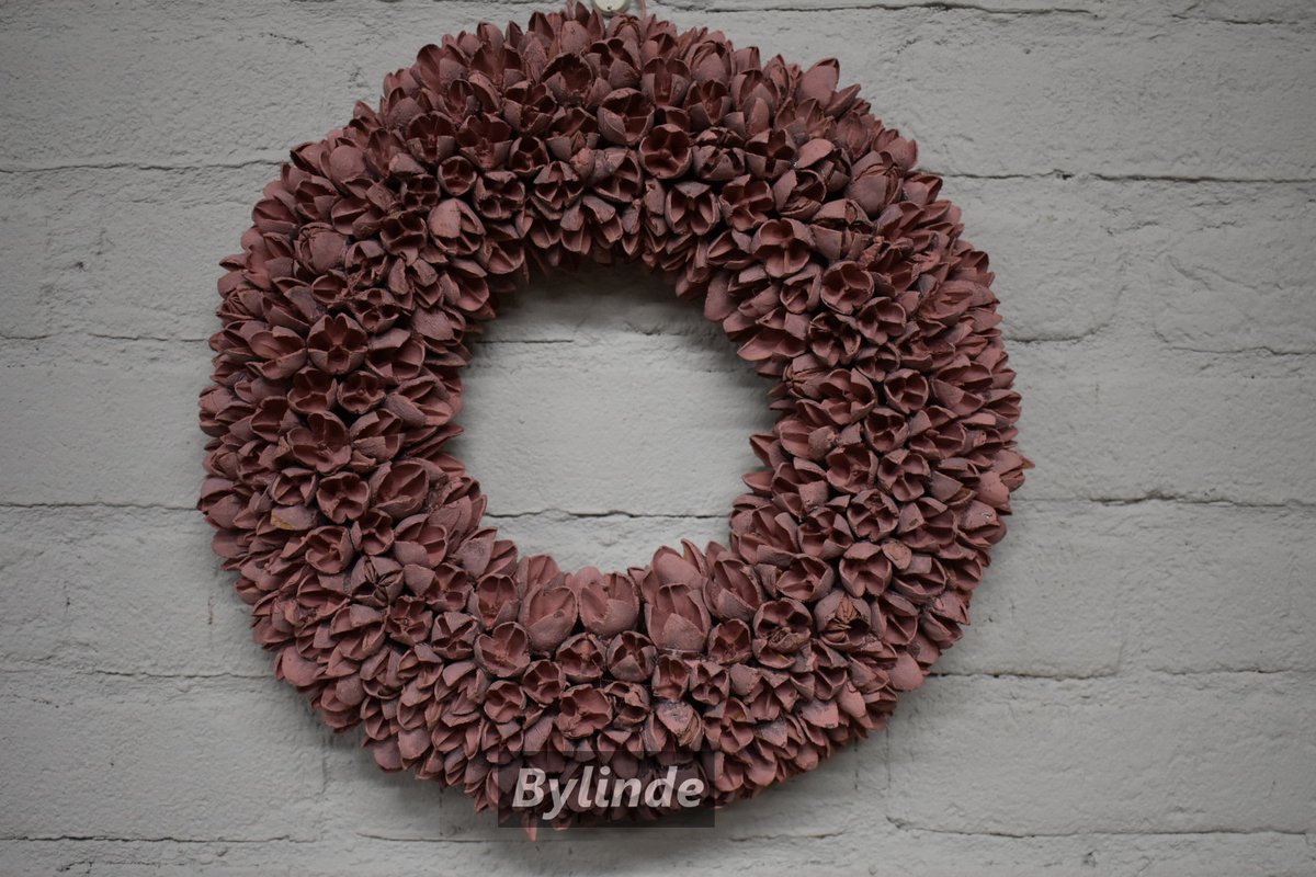 Couronne - Krans Ø 30cm Bakuli / beukennootjes - Clay pink / Warm Roze - Krans Beukenootjes 30 cm - Landelijk sober robuust.
