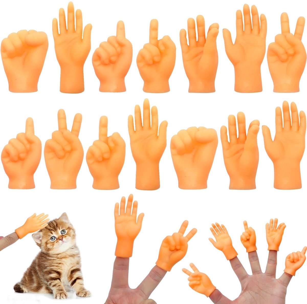Vingerpoppen Set van 14 Stuks, Leuke Miniatuur Handpoppen voor Feestjes, Magische Interactie en Dieren Speelgoed