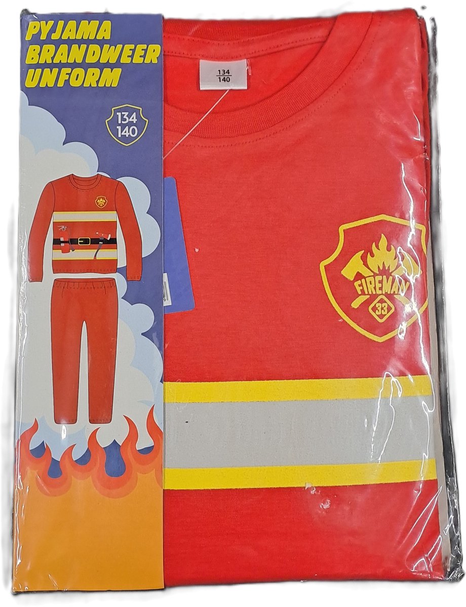 Brandweer Uniform Pyjama Rood Maat 134-140