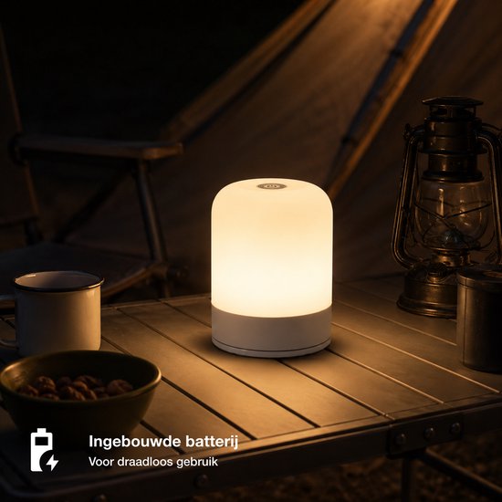 Nordiux LED Campinglamp Oplaadbaar – Dimbaar Nachtlampje – 3 Lichtstanden – Draadloos & Compact – Voor Camping, Reizen en Slaapkamer — afbeelding 2