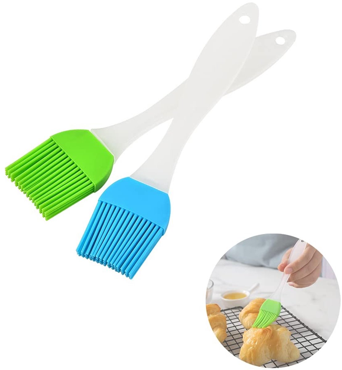 Dailygoods - Dailygoody - Grillpenseel - Siliconen Bakkwast - Hittebestendig - Multi - Borstel - Ideaal voor Koken en Bakken - 2 Stuks