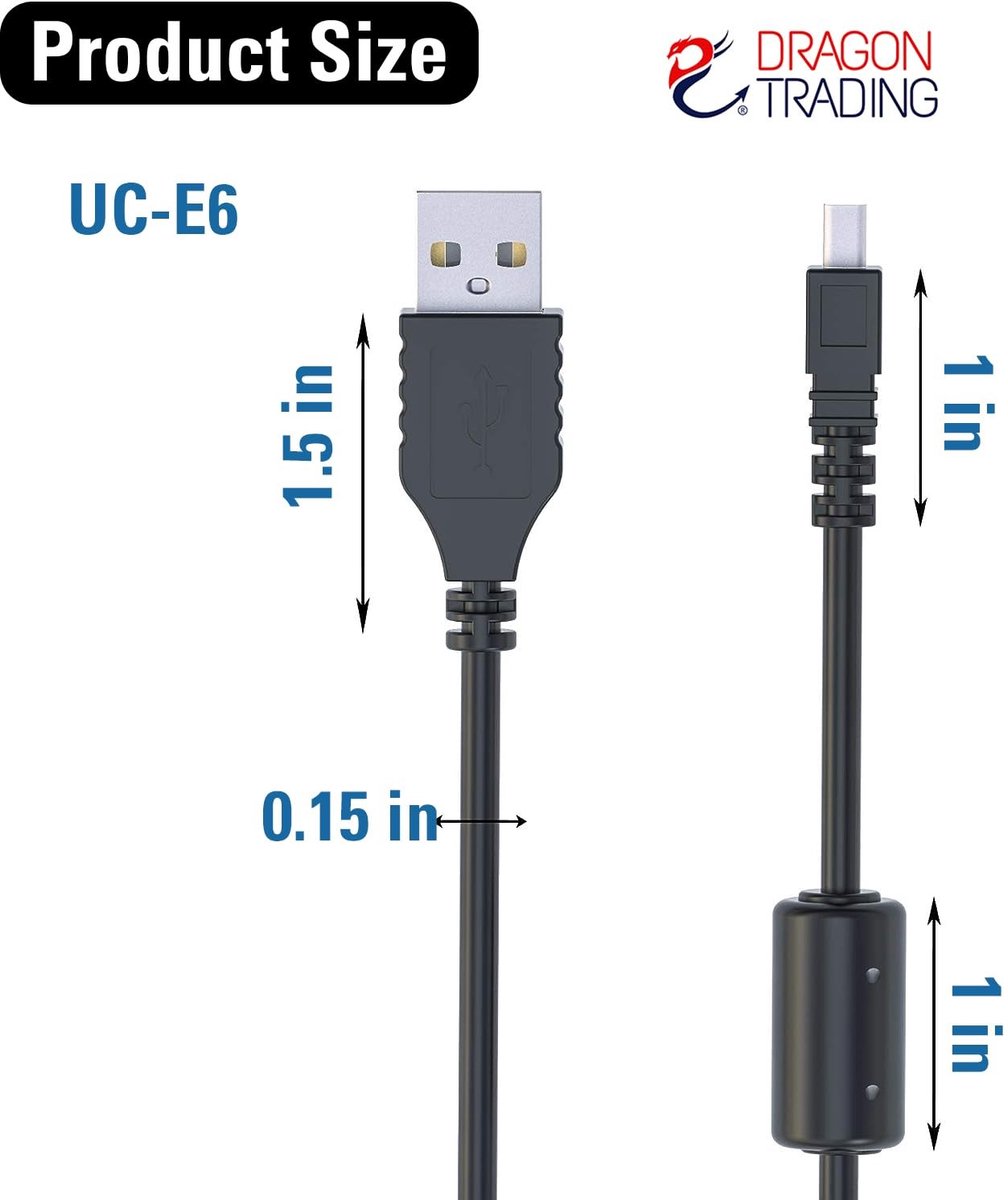 Dailygoods - Dailygoody - USB Kabel - Snelle Gegevensoverdracht - Opladen - Geschikt voor Nikon - UC-E6 UC-E16 - Zwart