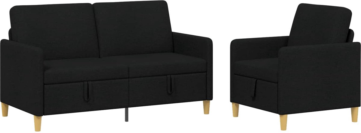 vidaXL - Sofa - Set - Met - Opslag - 2 - st - Zwart - Polyester