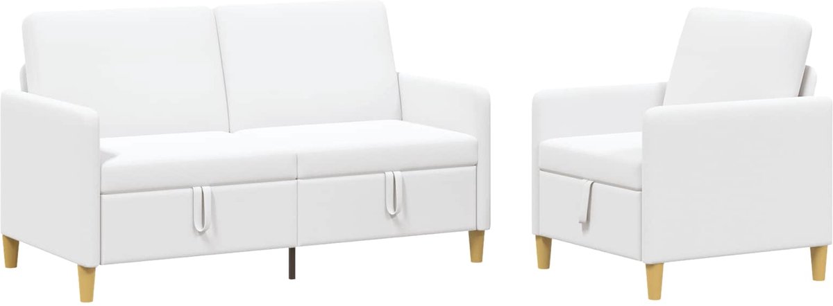 vidaXL - Sofa - Set - Met - Opslag - 2 - st - Wit - Polyester
