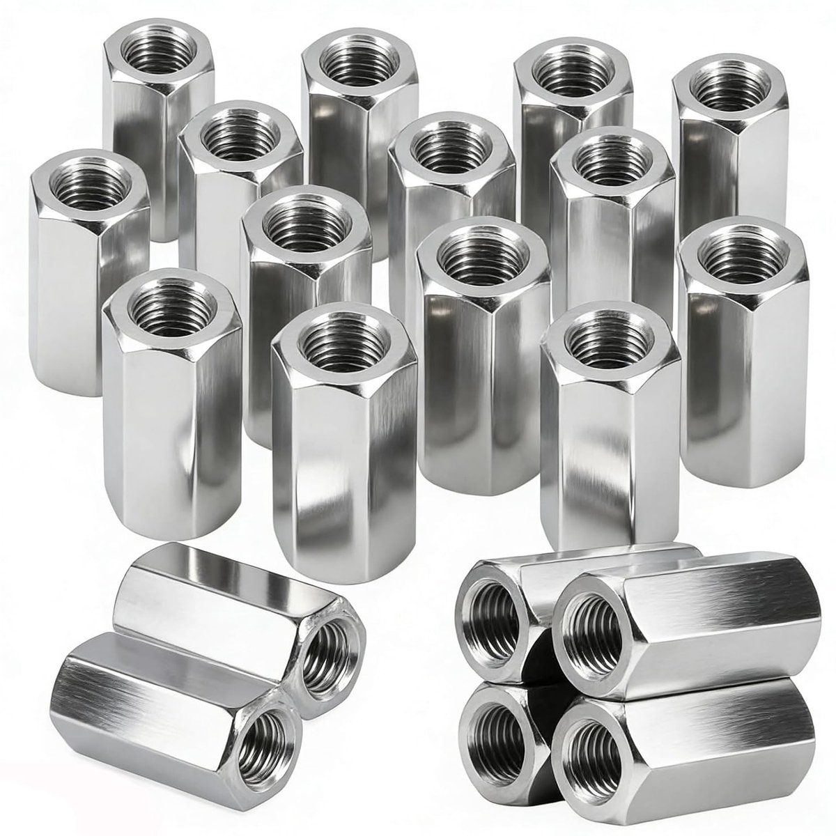 Set van 20 lange moeren M8 x 24 mm, roestvrijstalen verbindingselementen, hexagonale moeren, schroefhulzen en spacerhulzen voor stevige verbindingen