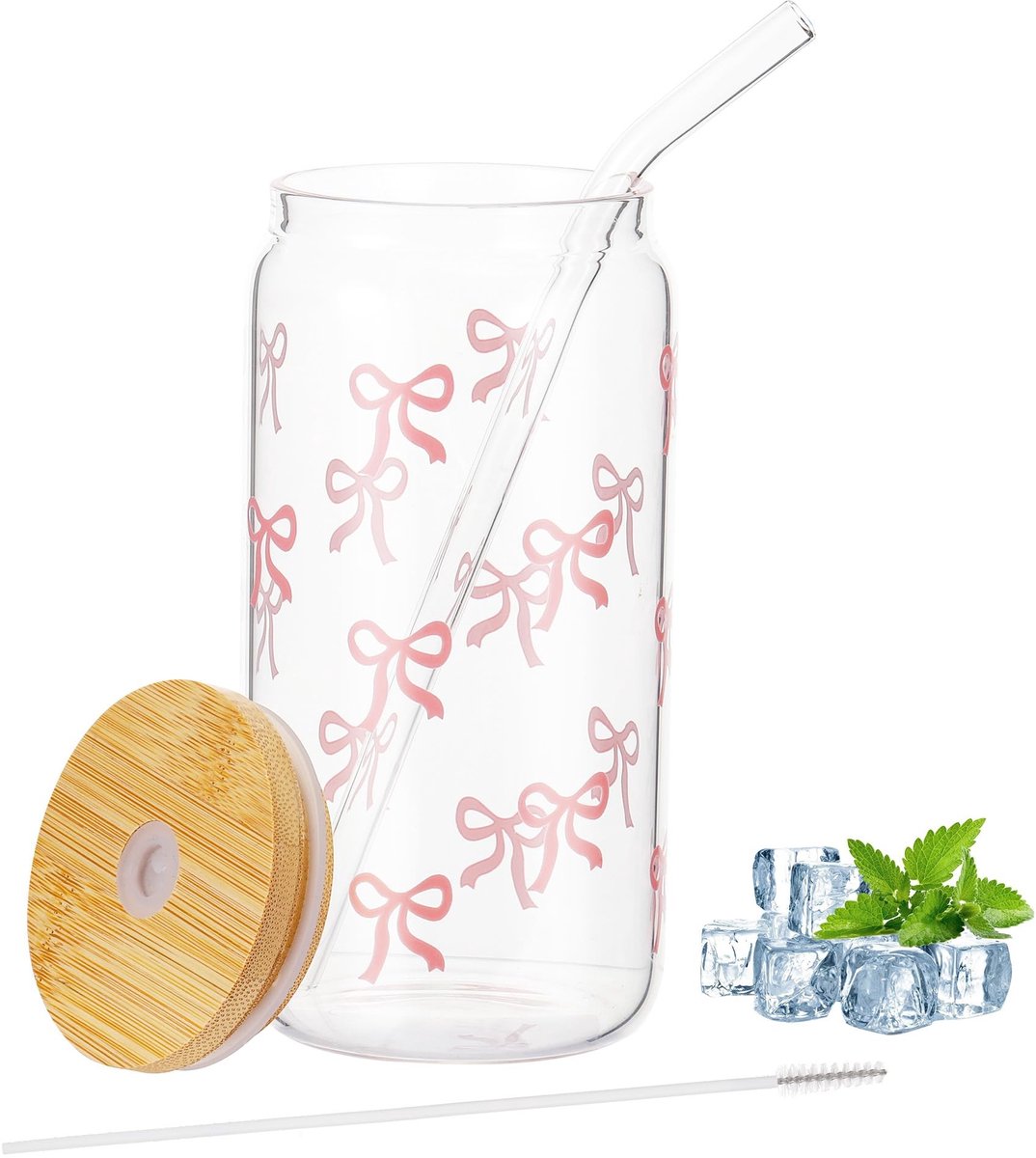 Dailygoods - 500 ml Glazen Cocktailglas met Rietje en Deksel