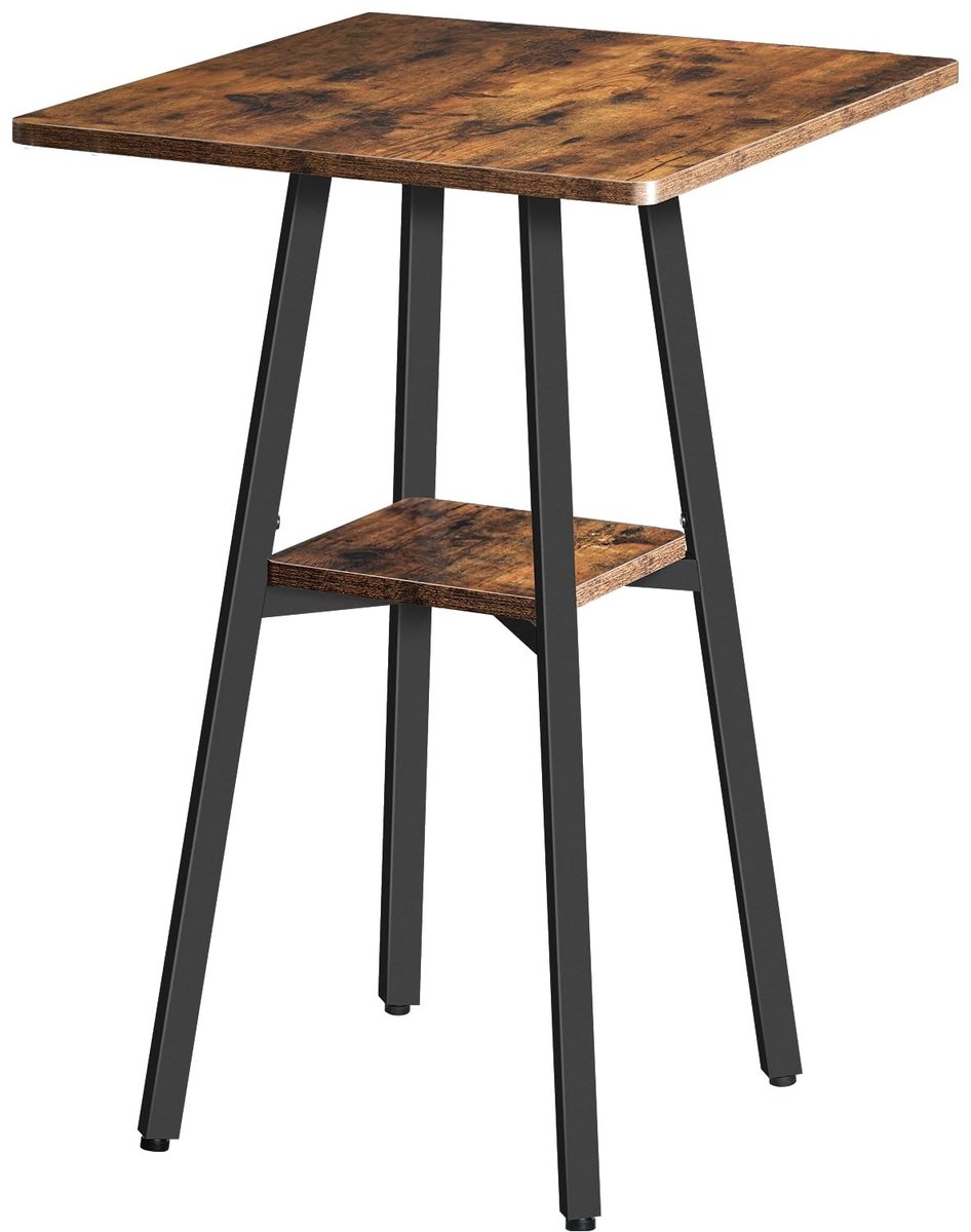 Dailygoods - Dailygoody - Bartafel - Hoge Pub Tafel - Compact Ontwerp - Rustiek Bruin - Kleine Eettafel - Geschikt voor Woonkamer en Bar