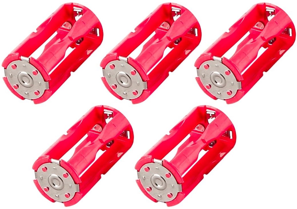Dailygoods - Dailygoody - Batterijconverteradapterhouder - 5-pack - Ideaal voor elektronica - Rood - C-formaat - Geschikt voor AAA-batterijen - Compact en lichtgew