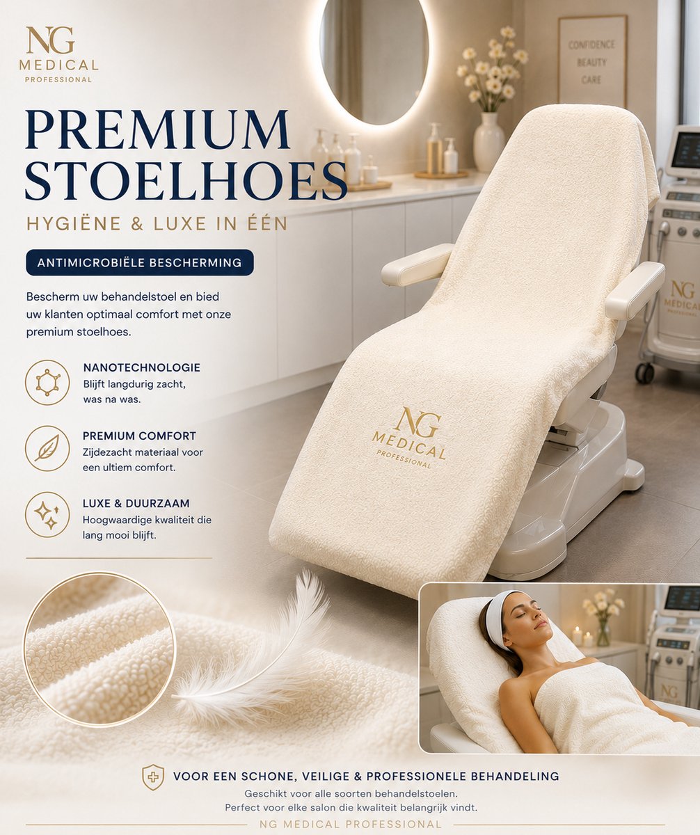 Badstof behandelstoel hoes – Beschermende stoelhoes voor behandelstoel | Zachte handdoekhoes voor schoonheidssalon, spa & kliniek | Ultiem comfort & duurzame kwaliteit