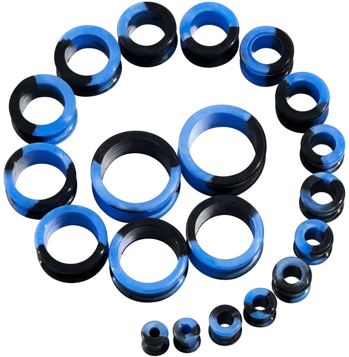 Dailygoods - Set van 20 Siliconen Oortunnels - Flexibele Expander - 10 Paar - Veilig en Hygiënisch - Geschikt voor Oorpiercings