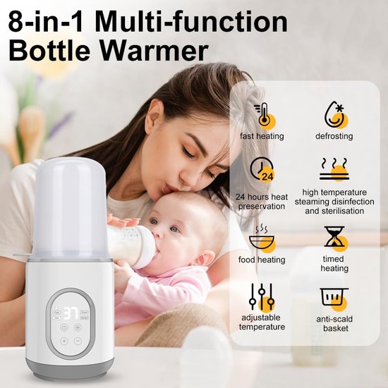 8-in-1 Flessenwarmer - snelle babyvoedingsverwarming, multifunctionele flesverwarmer voor moedermelk, ontdooien, verwarmen, warm houden, intelligente temperatuurregeling en automatische — afbeelding 4