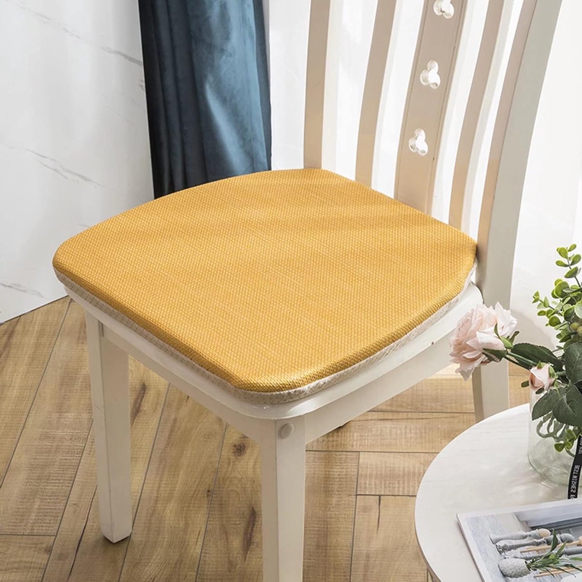 Eetkamerstoelkussens met antislip, comfortabele schuimkussens voor keukenstoelen met riemen en hoge dichtheid