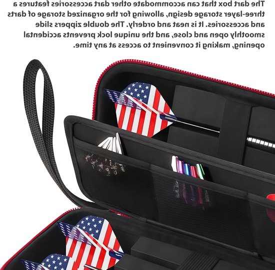 Darttas voor 16 Darts met Meerdere Mesh Vakken, Ideaal voor Darts Accessoires, Draagbare Dart Case voor Tips, Flights en Shafts — afbeelding 2