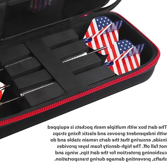 Darttas voor 16 Darts met Meerdere Mesh Vakken, Ideaal voor Darts Accessoires, Draagbare Dart Case voor Tips, Flights en Shafts — afbeelding 3