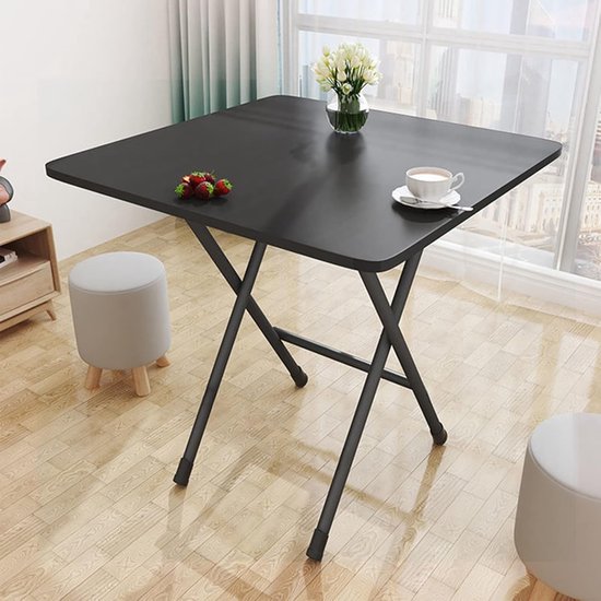 Draagbare Vierkante Klaptafel 60x60x70cm Rvs Outdoor Camping Picknicktafel Opvouwbare Eettafel voor Thuis Feesten Lichtgewicht en Duurzaam Zwart — afbeelding 2