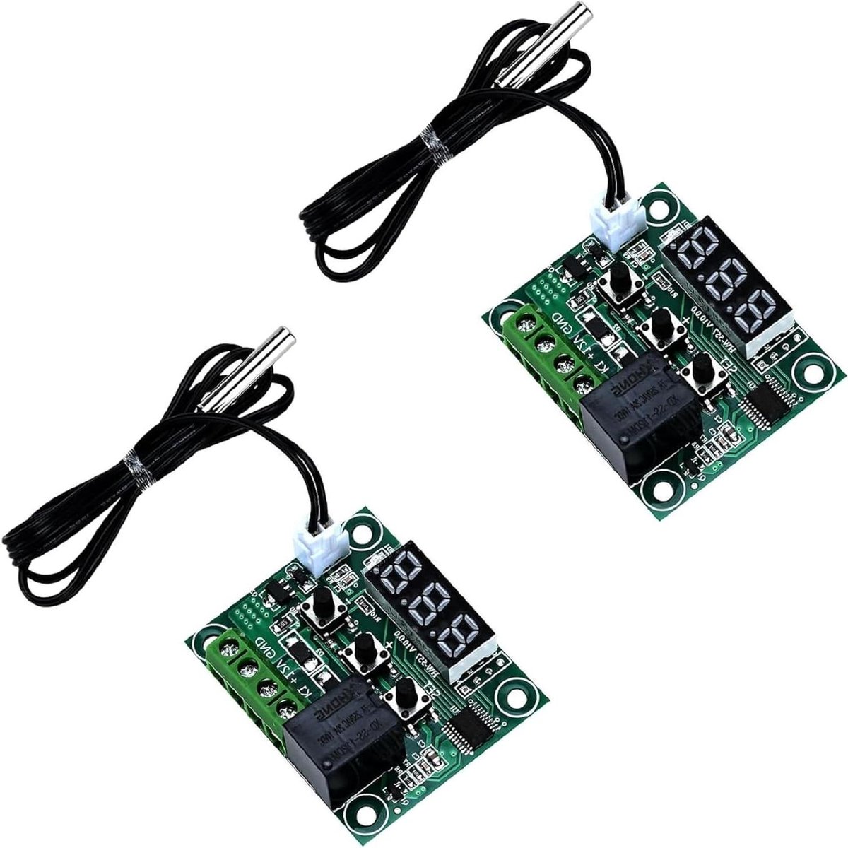 Temperatuur Controller - Regelmodule Thermostaat - Automatische Temperatuurregeling - Waterdichte Sonde - DC 12V - Groen