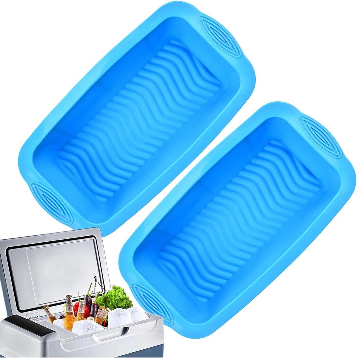 Grote IJsblokvorm - IJsvorm Bak - Dranken Koelen - Extra Dik Materiaal - 24 x 12 x 6 cm - Blauw