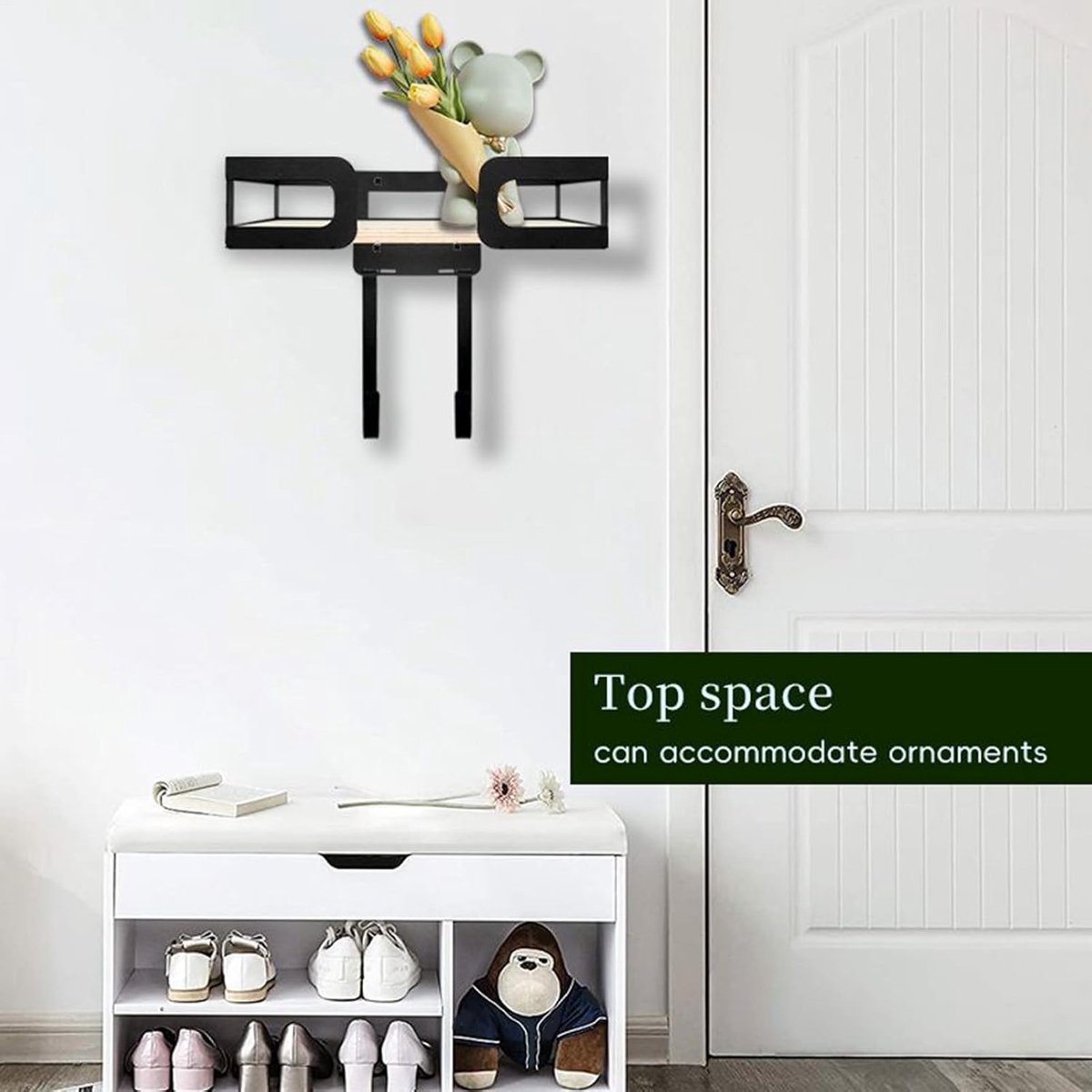Strijkplank Wandbevestiging - Opbergrek Strijkijzer - Ruimtebesparende Organisatie - Gereedschapsvrije Installatie - 28.5x14.3x22.1cm - Zwart