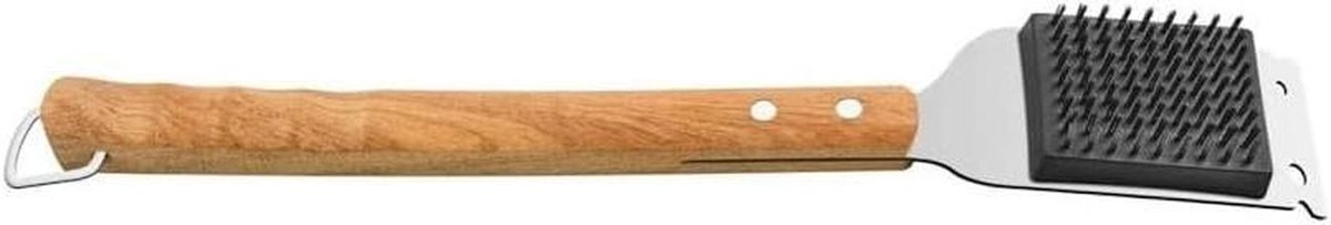 Grillborstel - Roosterreiniger - Barbecue Schoonmaken - Handvat van hardhout - 44 cm - Naturel