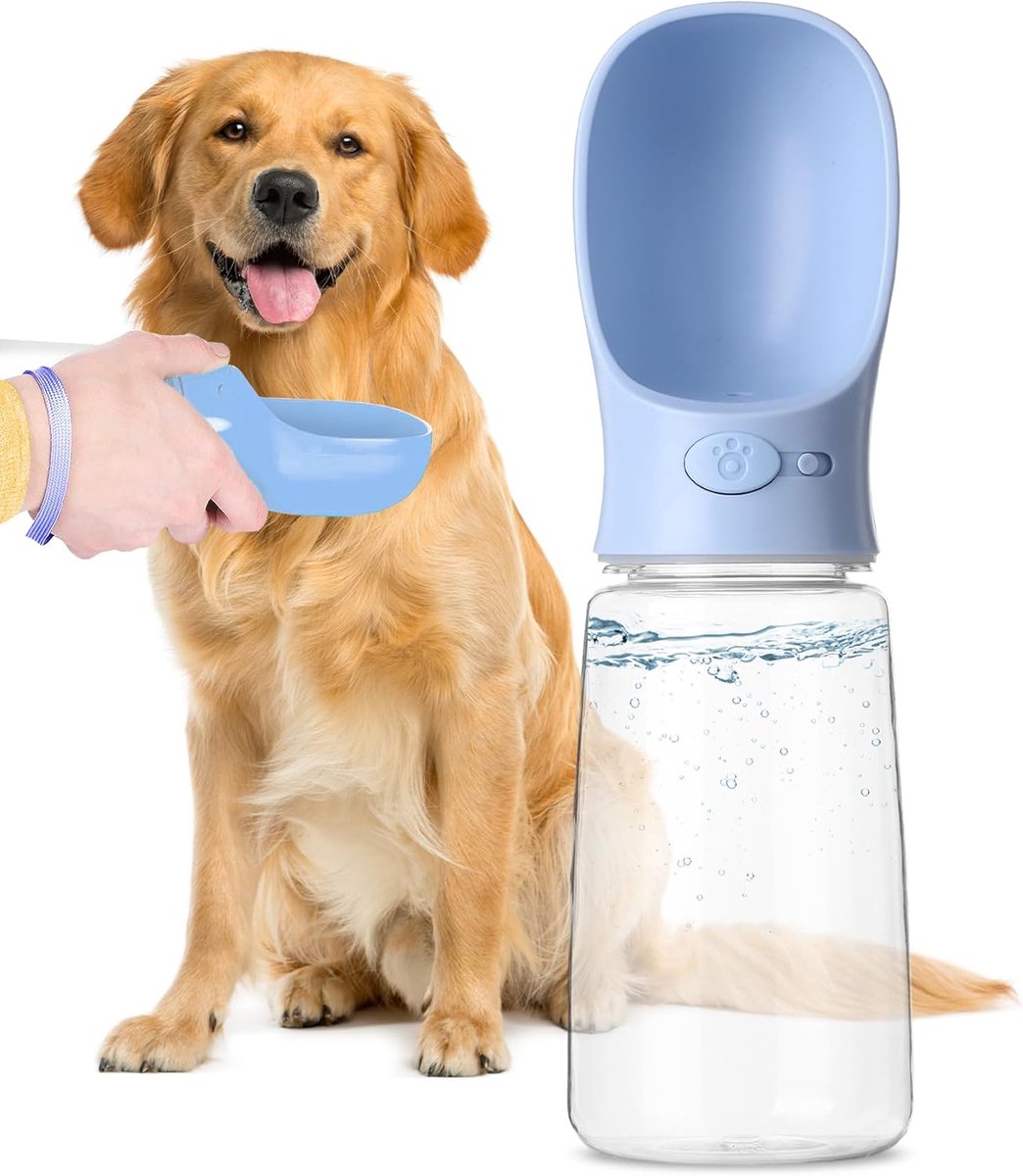 Daity Draagbare drinkfles voor honden — 550 ml — Grote inhoud — Lekvrij ontwerp — Geïntegreerde drinkbak — Ideaal voor wandelingen, hiken en op reis — Niet vaatwasserbestendig