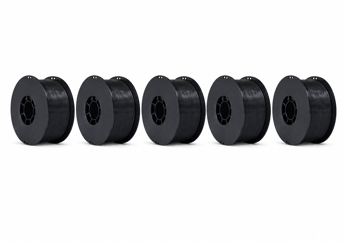 5x 1KG Zwarte Filament PLA+ 3D Printer Filament 1.75mm – Hoogwaardig 3D Printing Filament, Extra Sterk en Flexibel, Anti-Warp, Glanzend, Compatibel met FDM Printers, Print Zonder Problemen