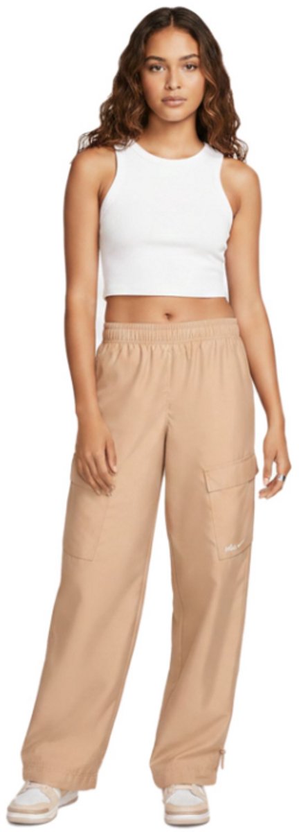 NIKE Trend Cargo Woven dames cargobroek met elastische trekkoorden bij de enkels casual broek Bruin