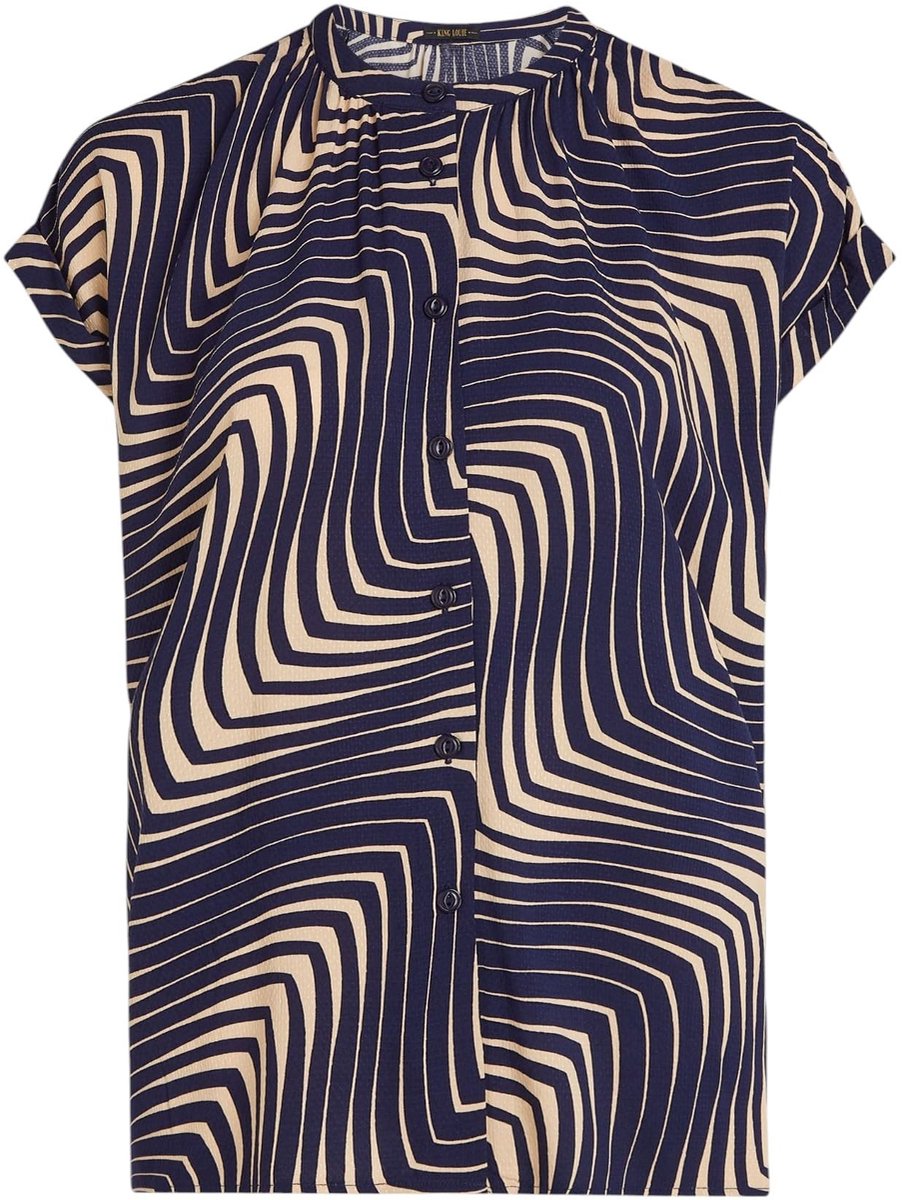 Cosensi - Dailygoods - Damesblouse met Opstaande Kraag en Korte Mouwen