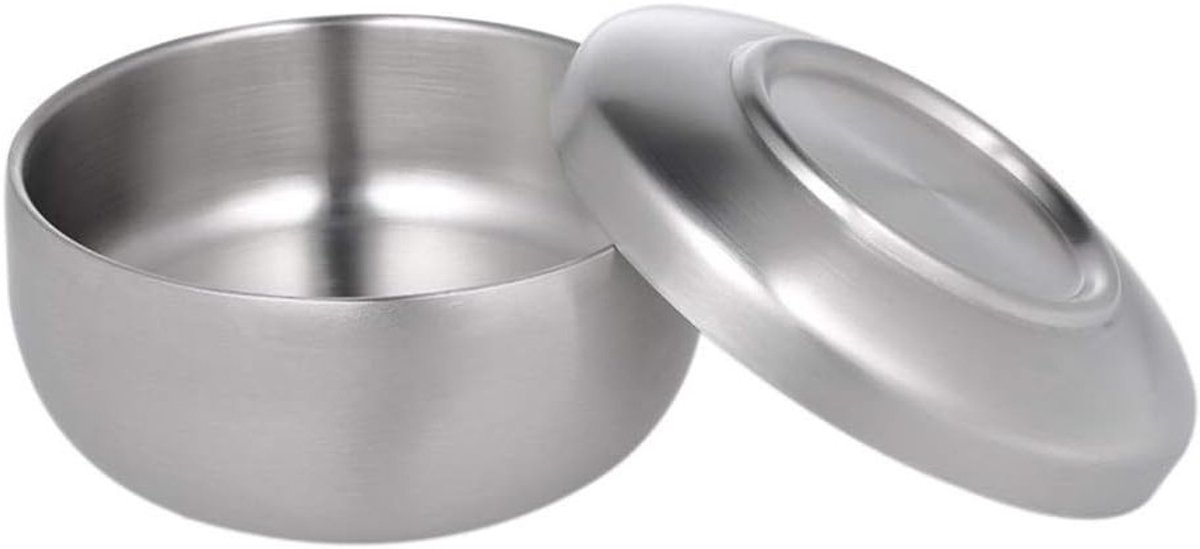 Shaving Bowl en Scheerzeep Kom met Deksel voor een Perfecte Scheerervaring (RVS 11x11x6.5 cm)