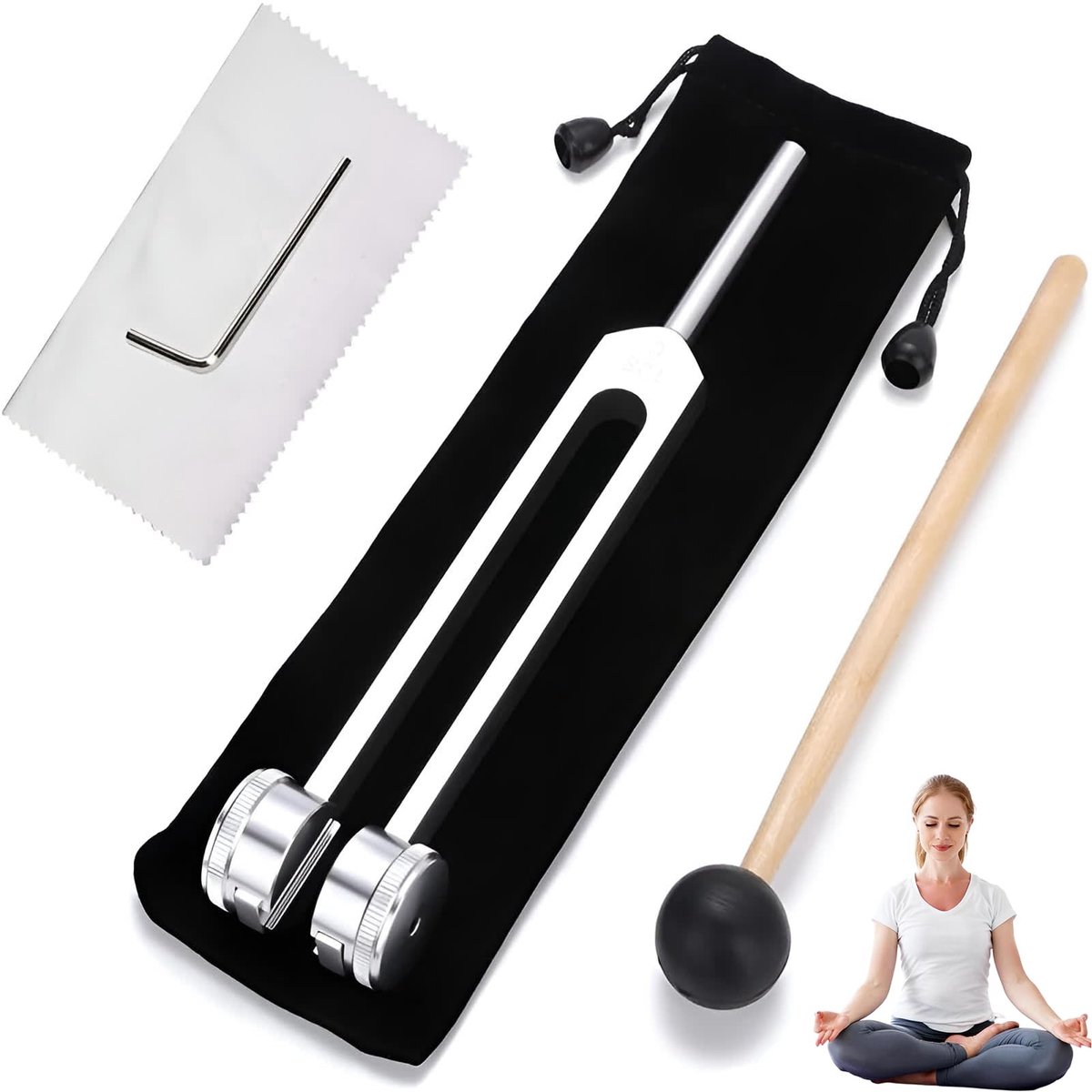 Dailygoods- Stemvork 128 Hz - Aluminiumlegering - Siliconen Hamer - Ergonomisch Ontwerp - Lichtgewicht - Nauwkeurige Frequentierespons - Geluidstool