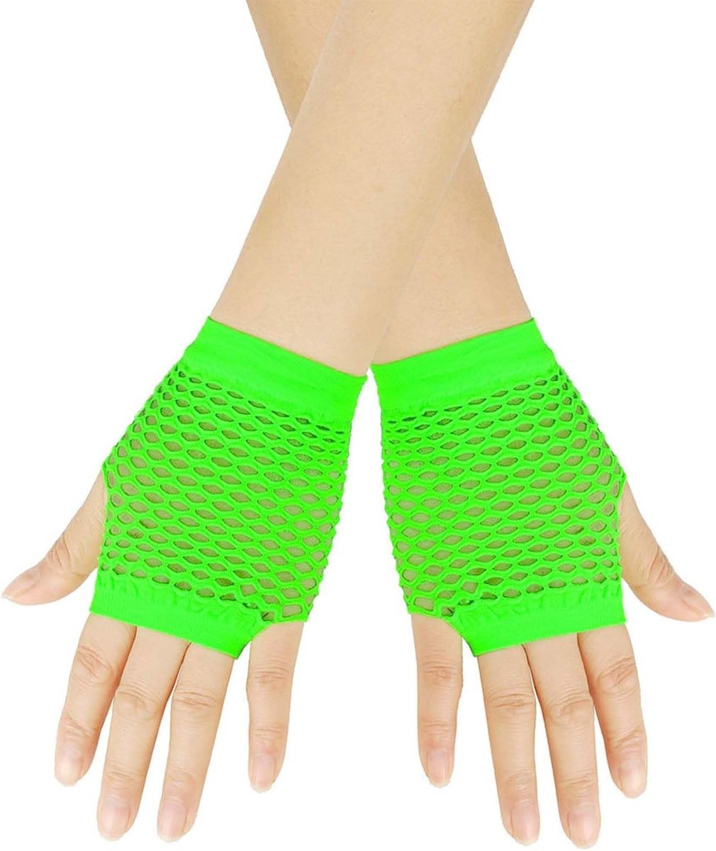 Visnet Handschoenen voor Feestelijke Outfits voor Dames en Meisjes - Donkergroen, One Size, Perfect voor Kostuums en Themafeesten