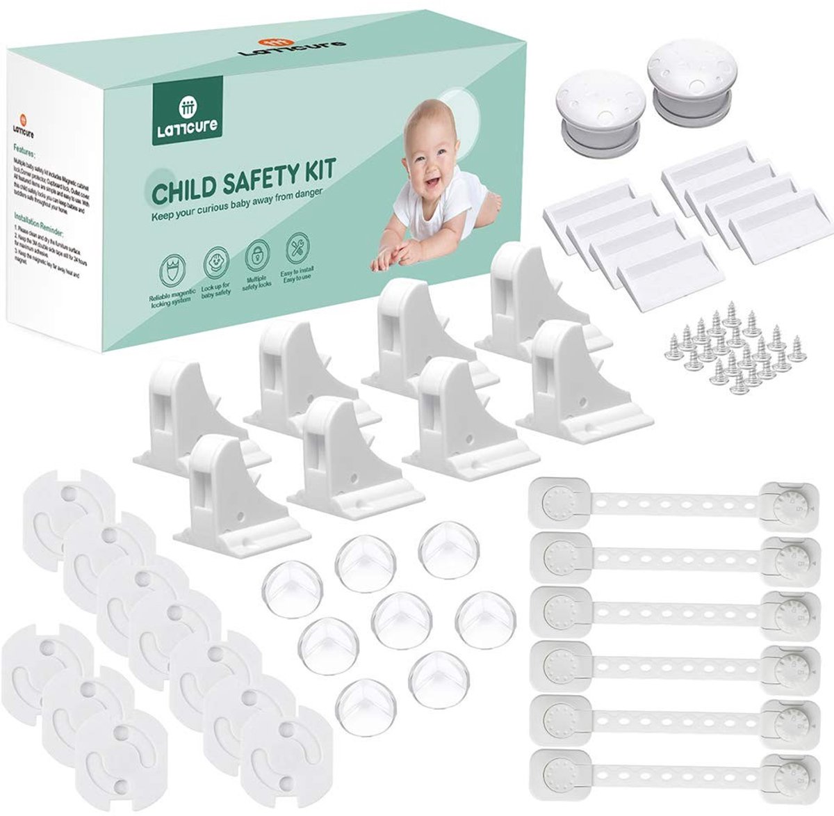 Dailygoods - Dailygoody - Kinderbeveiliging - Hoekbescherming - Veiligheid voor kinderen - Kinderbeveiligingsset - Kastslot en stekkerbescherming - Ideaal voor th