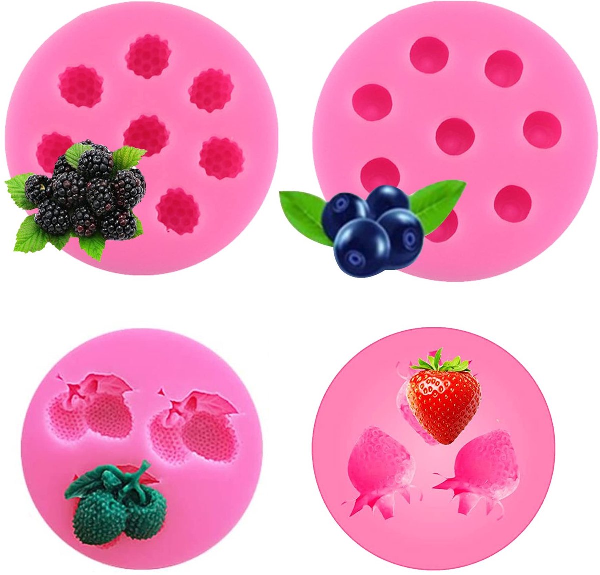Dailygoods - Siliconen Fruitvormen voor Fondant en Bakken, Set van 4