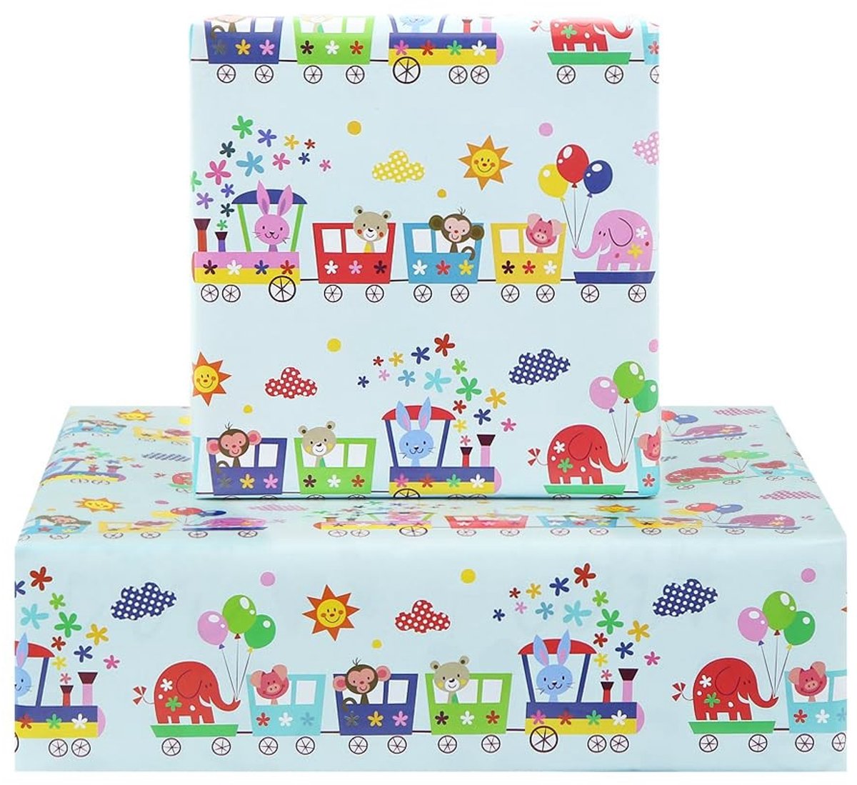 Dailygoods - Cosensi - Dailygoods - Verjaardagsinpakpapier met Cartoon Dier Treinontwerp voor Kinderen