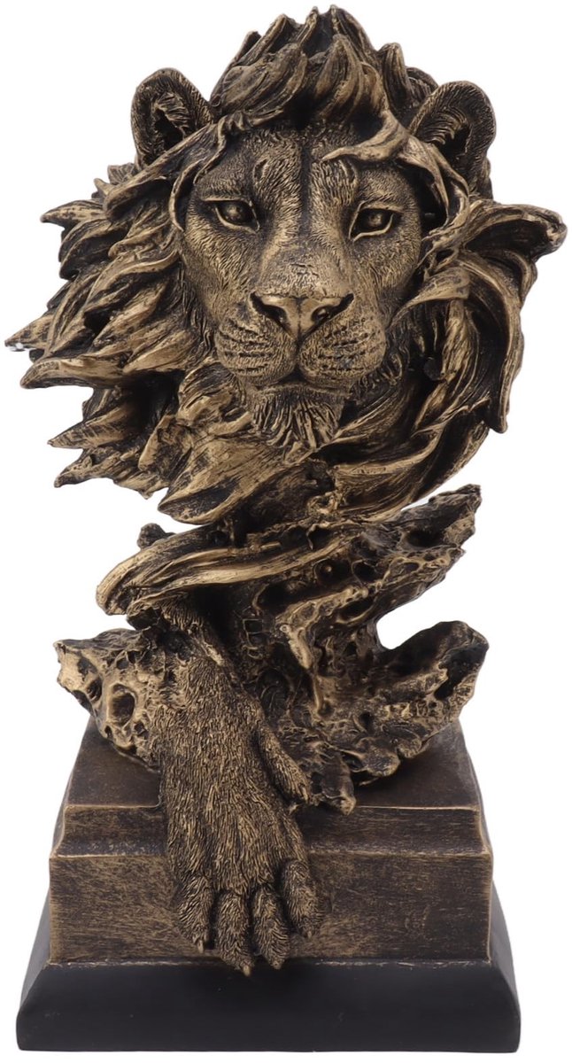 Hoofd Leeuw Sculptuur - 30cm X 15cm X 13cm - Houten Vivid Lifelike Artistieke Decoratieve Leeuw Standbeeld Voor Woonkamer Studie Hal