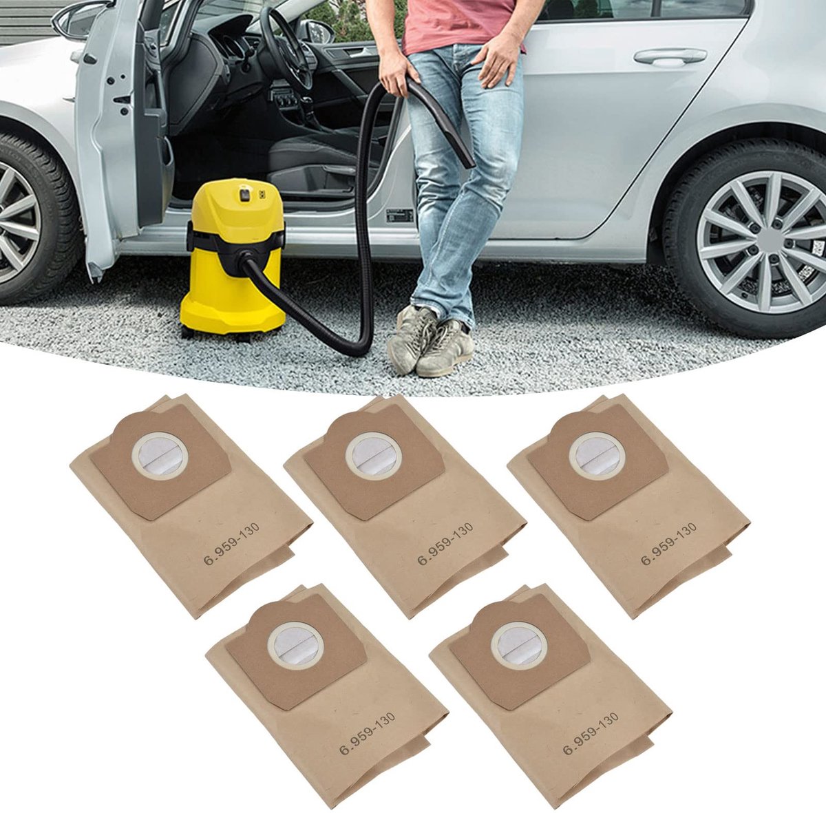 Dailygoods - 5-Delige Stofzuigerzakken voor Karcher Stofzuigers