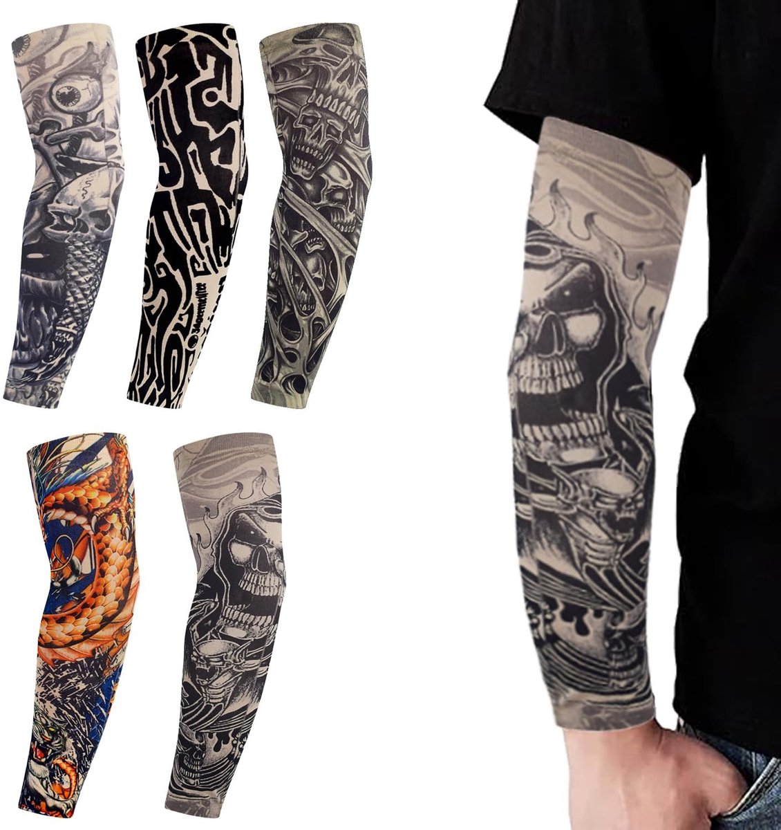 Dailygoods - Set van 5 Tattoo-Mouwen voor Heren en Dames