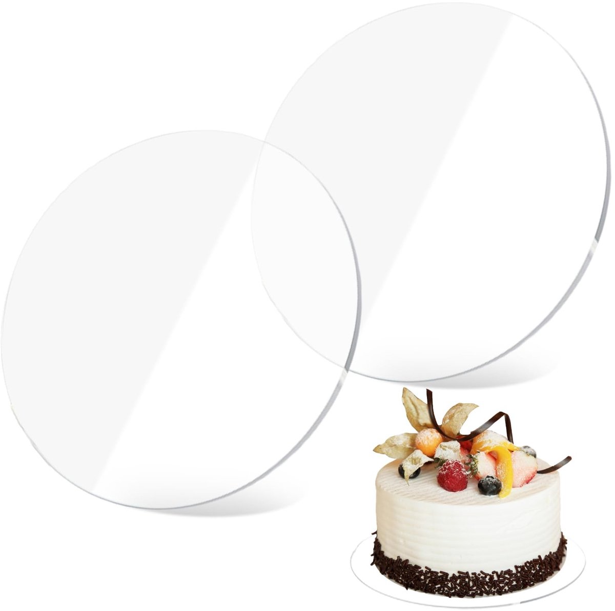 Dailygoods - 2 Stuks Transparante Acryl Cake Display Schijven 20 cm